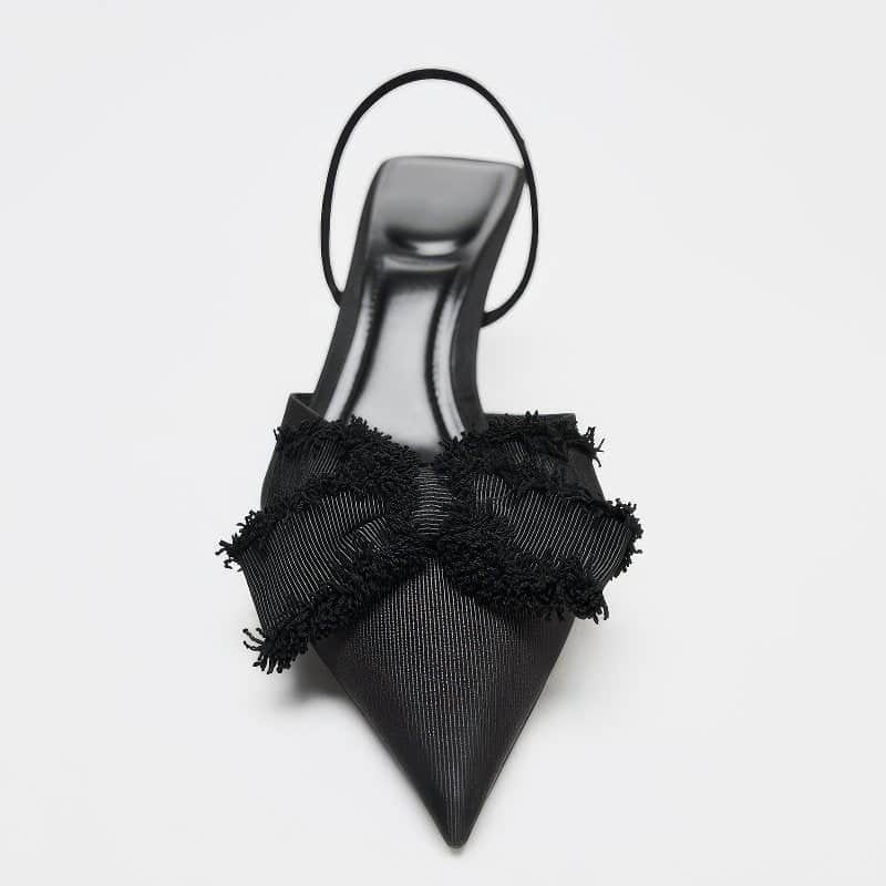 Black Bow Slingback Stiletto Heels