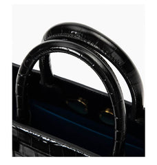 Black Croc-Effect Leather Small Tote Black