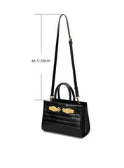 Black Croc-Effect Leather Small Tote Black