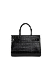 Black Croc-Effect Leather Small Tote Black