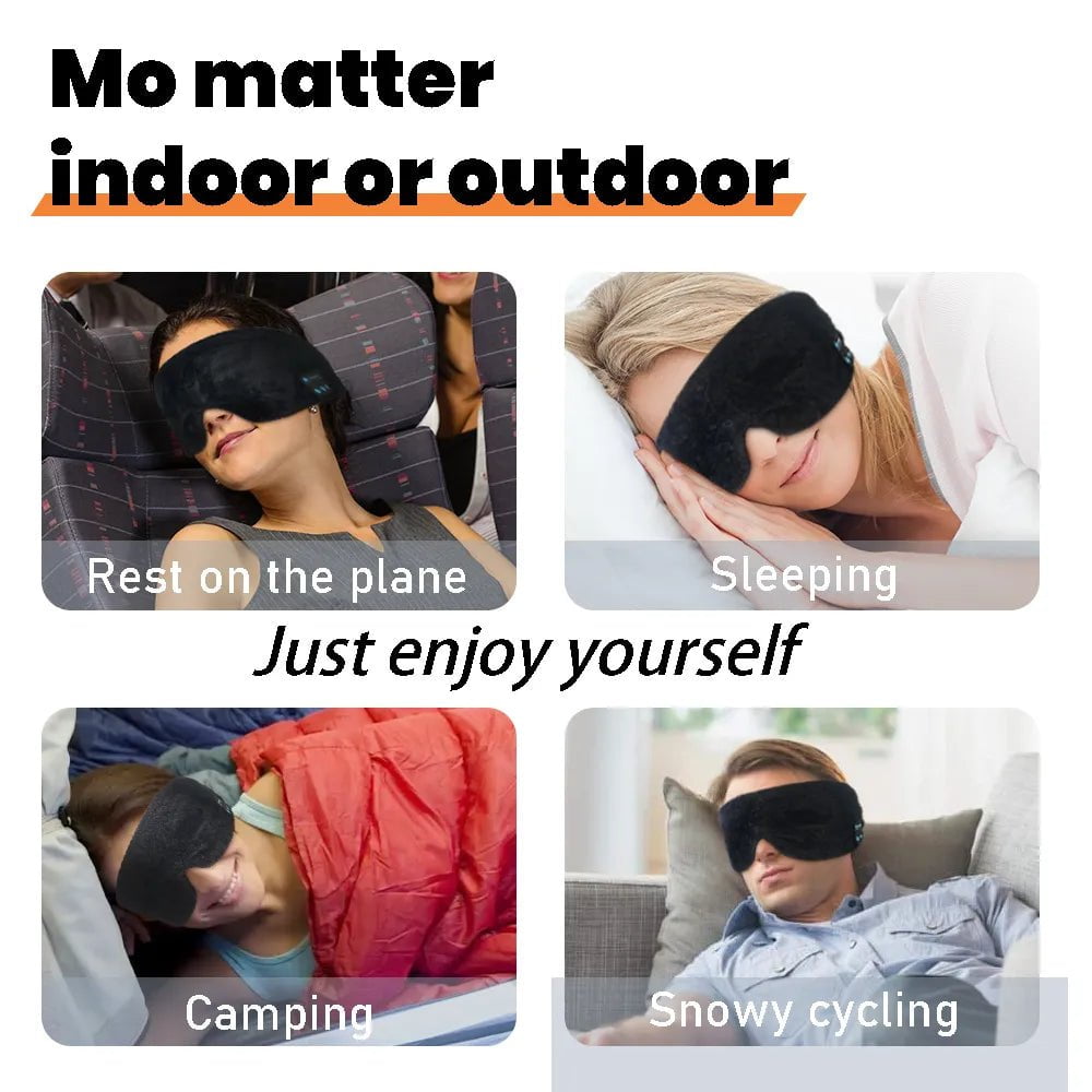 Bluetooth Headphones Sleeping Mask - Travel Cotton Eye Mask for Women and Men with Wireless Cooling Earphones