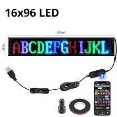 Bluetooth LED Car Sign: Programmable Advertising Display 12x68 CM