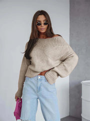 Boat Neck Drop Shoulder Sweater