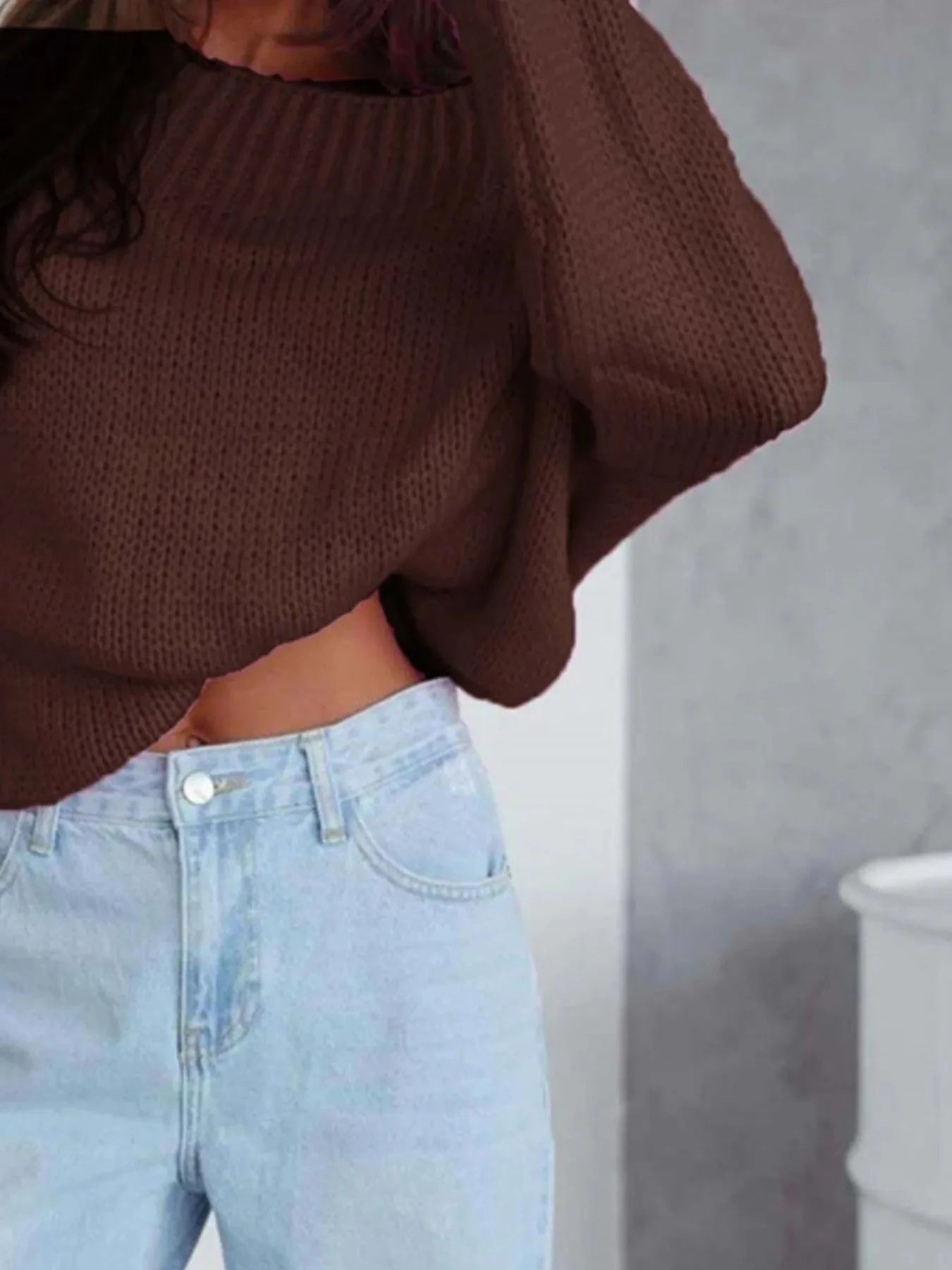 Boat Neck Drop Shoulder Sweater