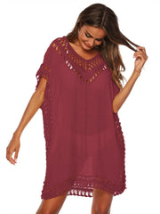 Bohemian Crochet Trim Beach Cover Up Dress