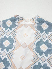 Bohemian Geometric Print Blouse with Tassel Tie