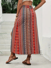 Bohemian Print Split Maxi Skirt