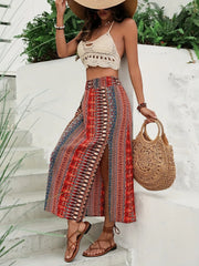 Bohemian Print Split Maxi Skirt