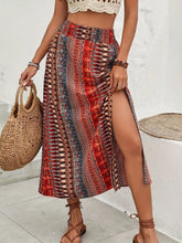Bohemian Print Split Maxi Skirt Rust / S