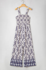 Bohemian Print Wide Leg Jumpsuit
