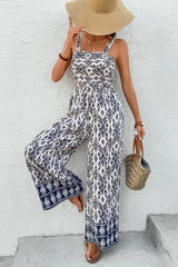 Bohemian Print Wide Leg Jumpsuit Floral / S