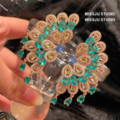 Bohemian Statement Rhinestone Inlaid Stud Earrings Blue