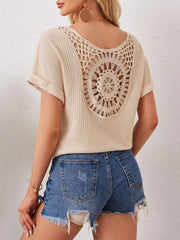 Boho Crochet Back Knit T-Shirt