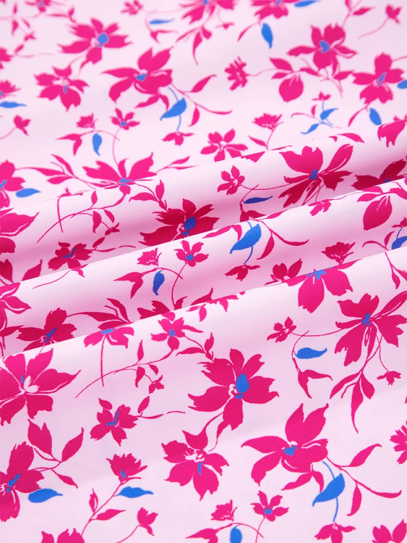 Boho Mixed Floral Drop Shoulder Bubble Sleeve Blouse