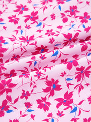 Boho Mixed Floral Drop Shoulder Bubble Sleeve Blouse