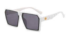Bold & Stylish Oversized Square Shades Eyewear Black White/Gray / Resin
