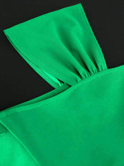 Bow Detail Cape Sleeves Pleated Dress