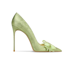 Bow Detailed Diamante Heel Pumps EU 33 / Green / 6CM
