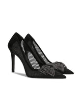 Bow Detailed Lace Mesh Pointy Toe Heels EU 32 / Black / 6CM