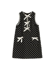 Bow Front Polka Dot Sleeveless Dress