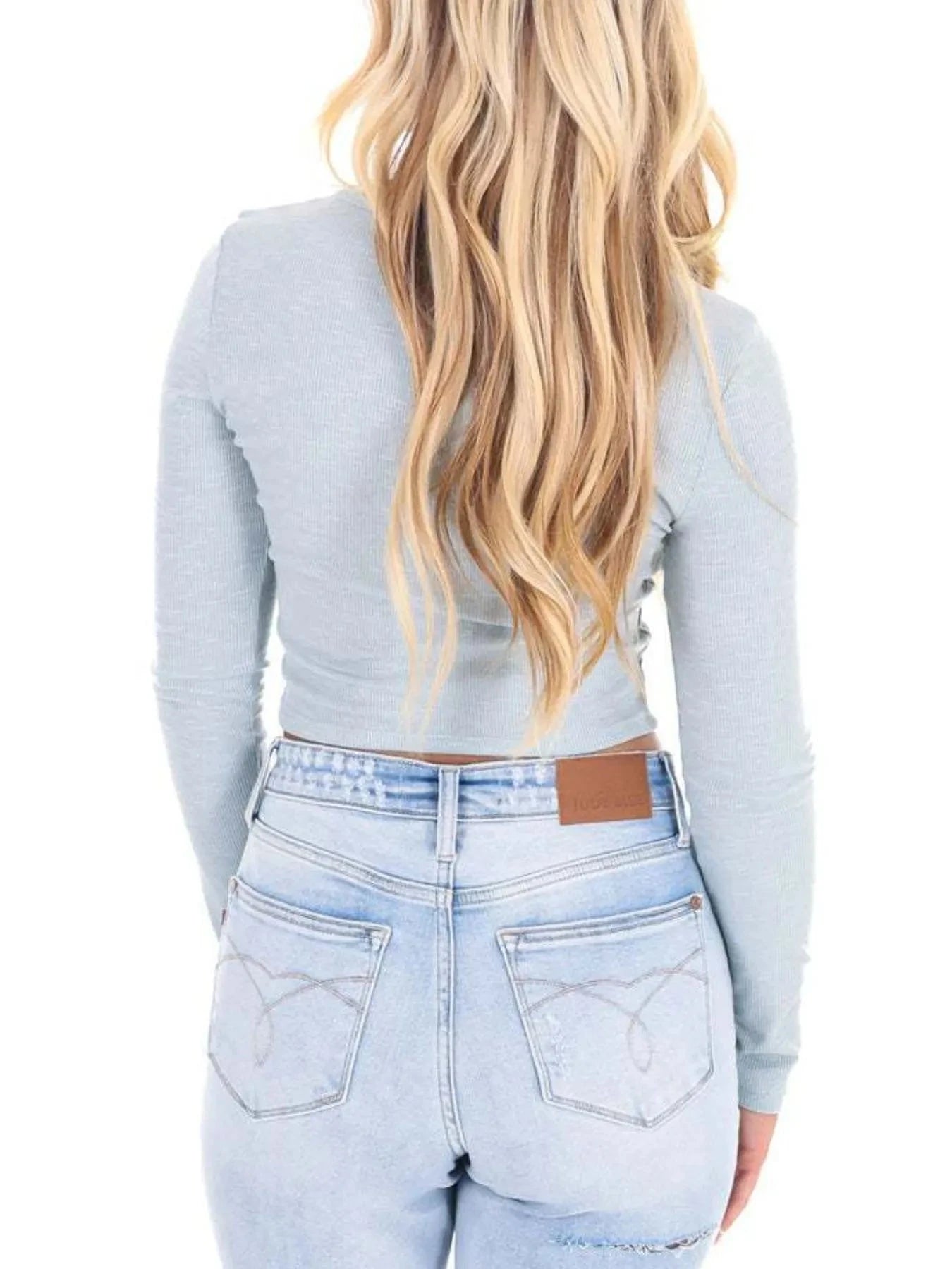 Bow Long Sleeve Fitted T-Shirt