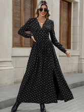 Bow Long Sleeve V-Neck Maxi Dress Black / S