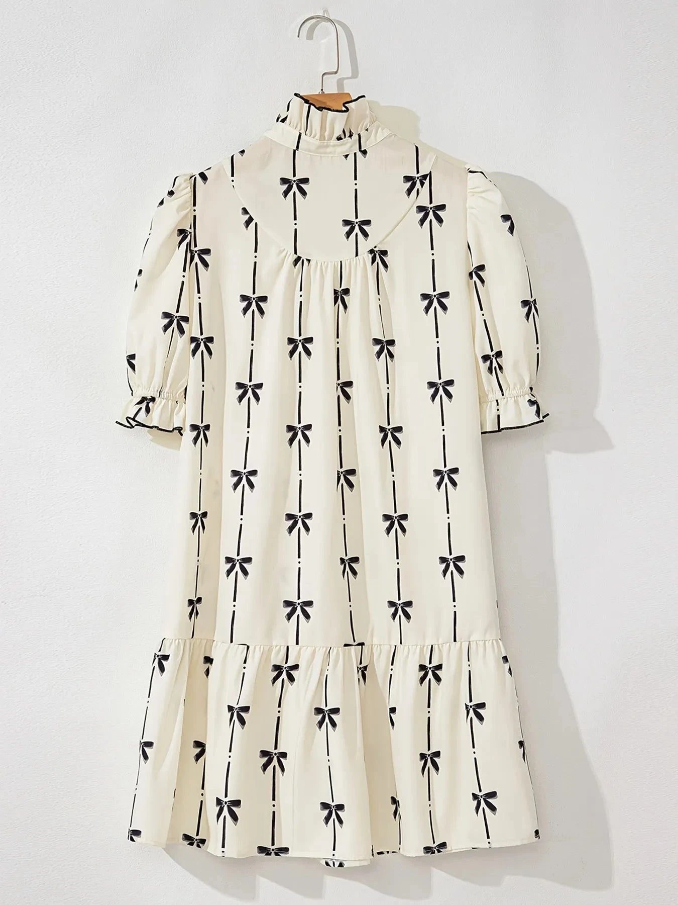 Bow Print Button Front Shirt Dress