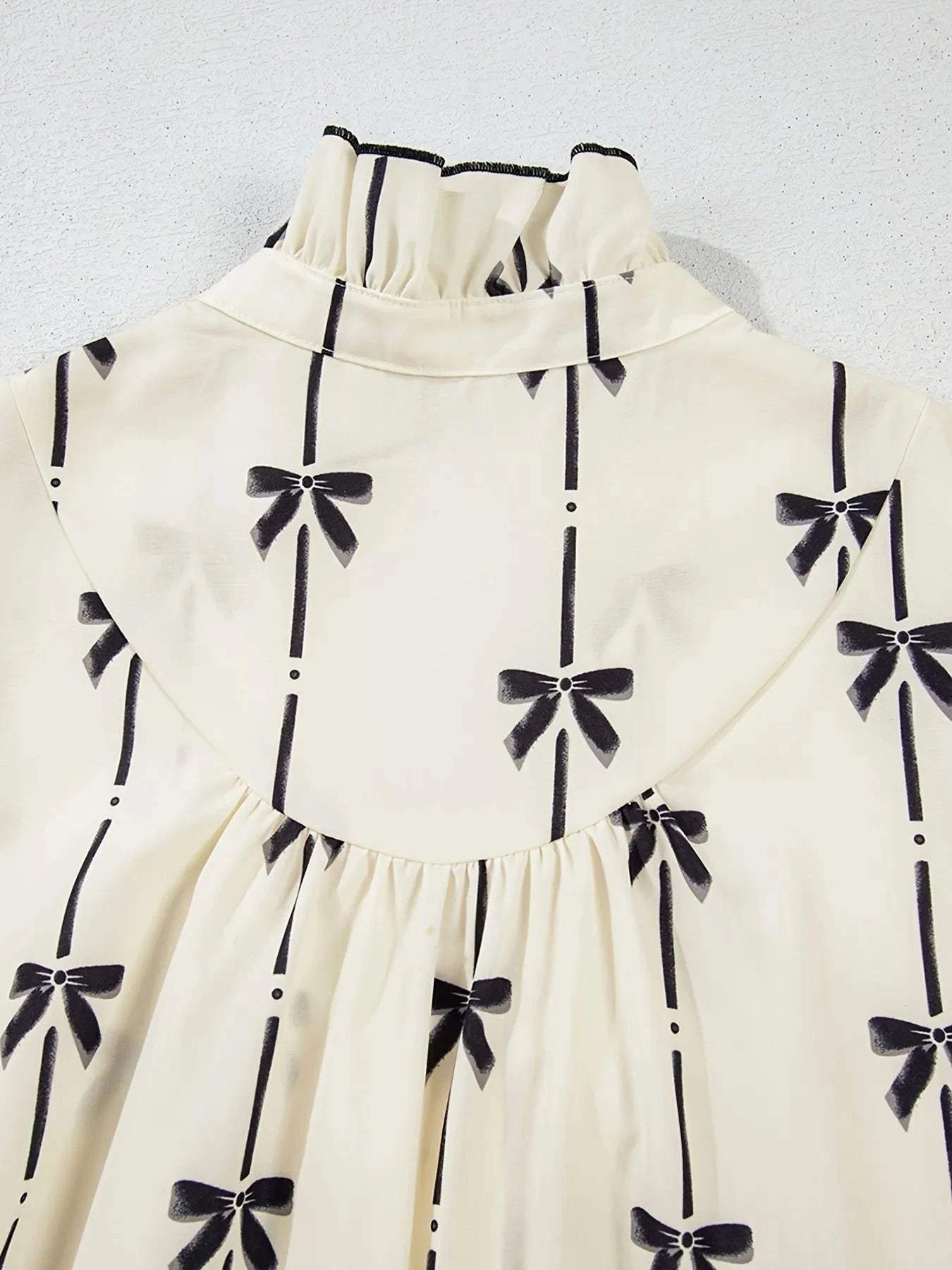 Bow Print Button Front Shirt Dress