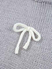 Bow Round Neck Short Sleeve Sweater