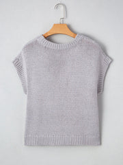 Bow Round Neck Short Sleeve Sweater