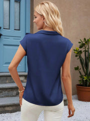 Bow Tie Cap Sleeve Blouse