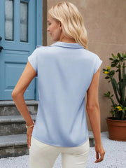 Bow Tie Cap Sleeve Blouse