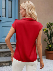 Bow Tie Cap Sleeve Blouse