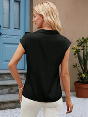 Bow Tie Cap Sleeve Blouse