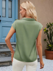 Bow Tie Cap Sleeve Blouse