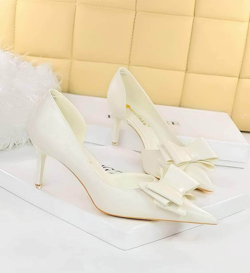Bowknot Embellished Ankle Cut Heels