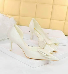 Bowknot Embellished Ankle Cut Heels