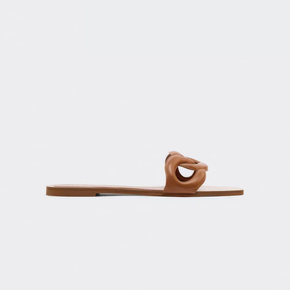Braided Decorated Slide-On Flat Mules