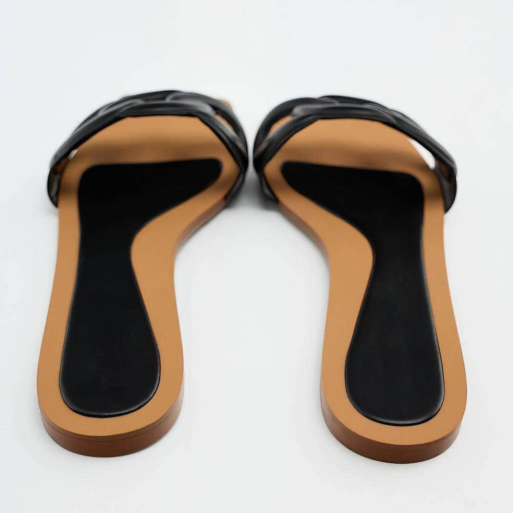 Braided Decorated Slide-On Flat Mules