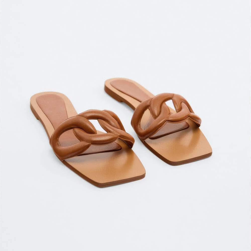 Braided Decorated Slide-On Flat Mules EU 34 / Sienna