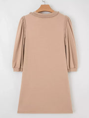 Braided Trim Puff Sleeve Dress