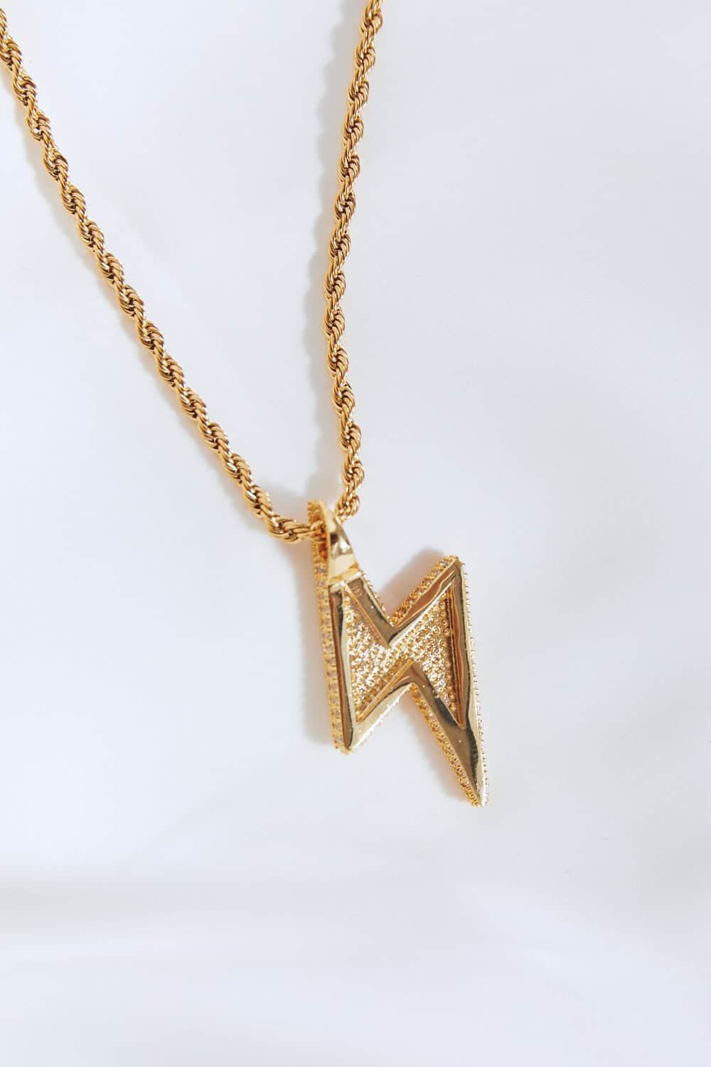 Brass Lightning Pendant Necklace Gold / One Size
