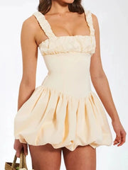 Bubble Hem Mini Dress Yellow / S