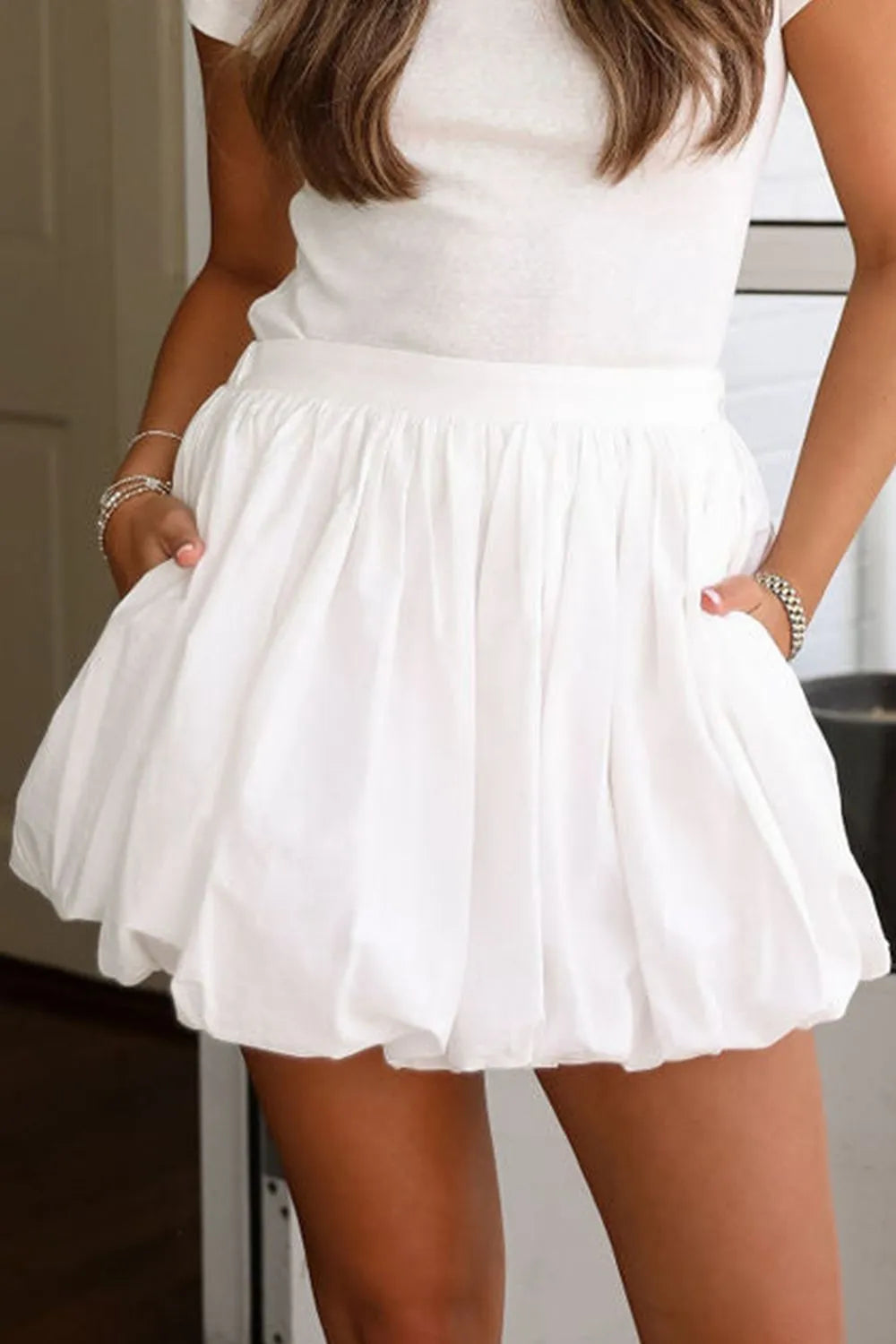 Bubble Mini Skirt with Pockets
