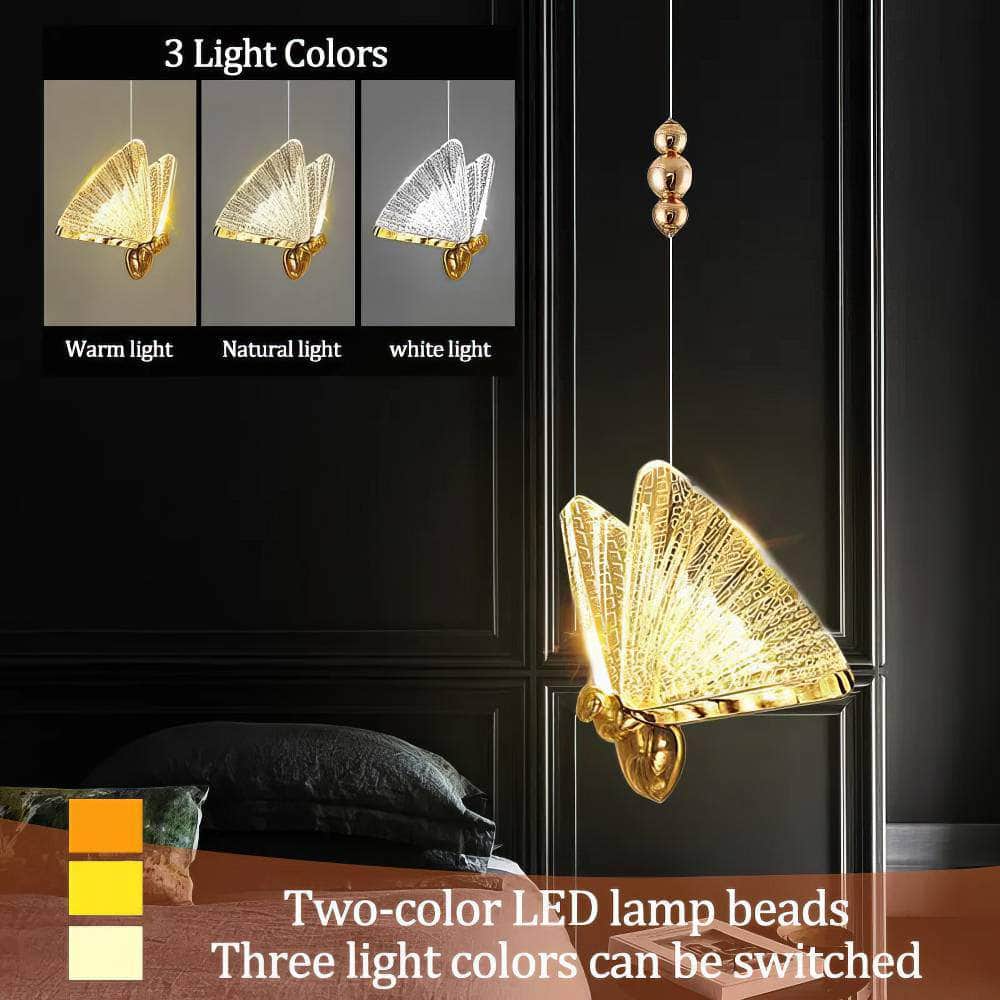 Butterfly LED Pendant Lights: Nordic Hanging Lamp for Bedside, Living, Dining Roomm Kitchen pendente iluminação
