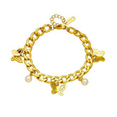 Butterfly Pearl Charm Bracelet B701