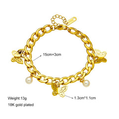 Butterfly Pearl Charm Bracelet B701