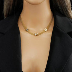 Butterfly Pendant Necklace and Earrings Jewelry Set