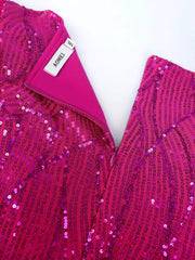 Butterfly Ruffles Sleeves Sequin Cocktail Dress