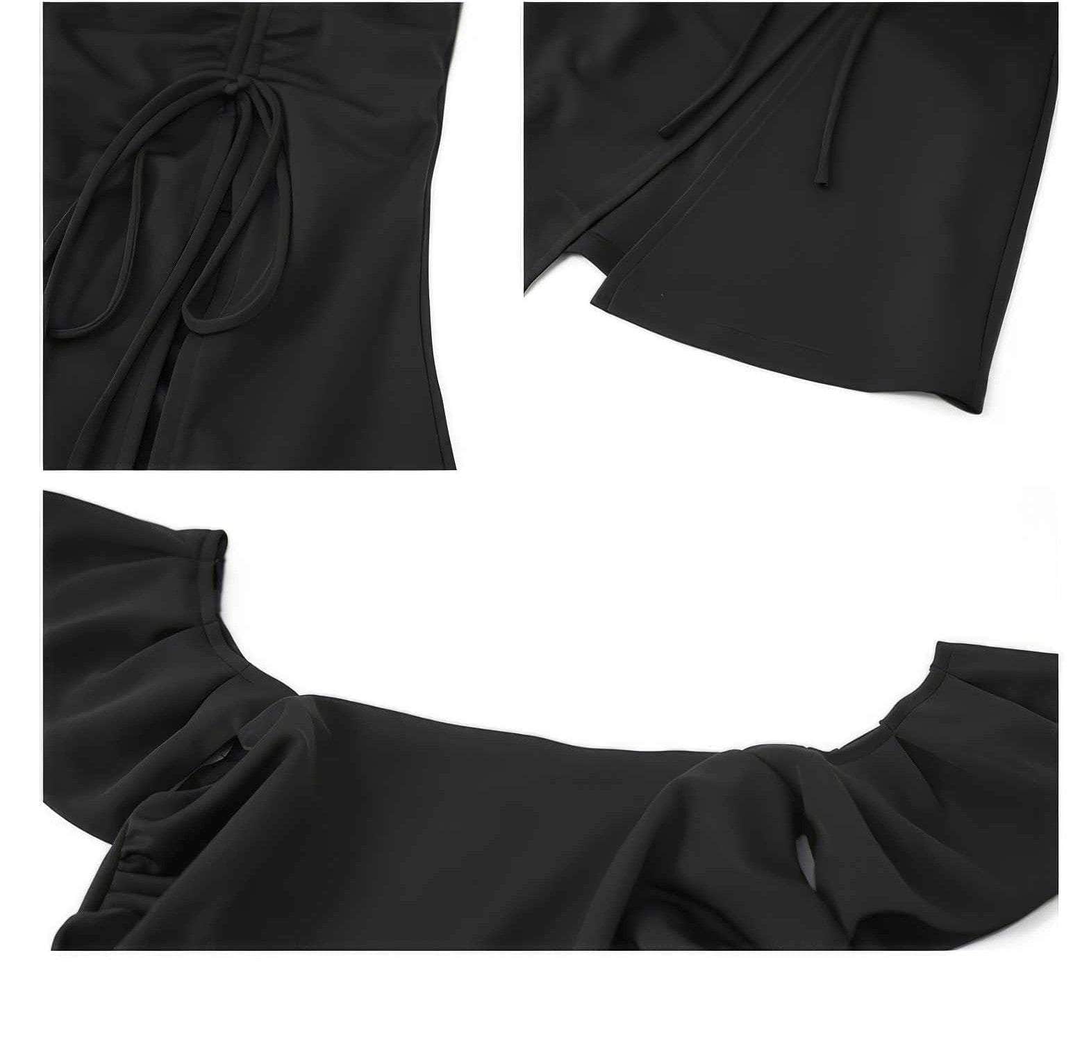 Butterfly Sleeves Mermaid Ruffle Drawstring Dress